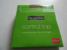 2 Pack No Nonsense Control Top Nylon Leg Pantyhose, Tan 45, Size B, Reinforce...