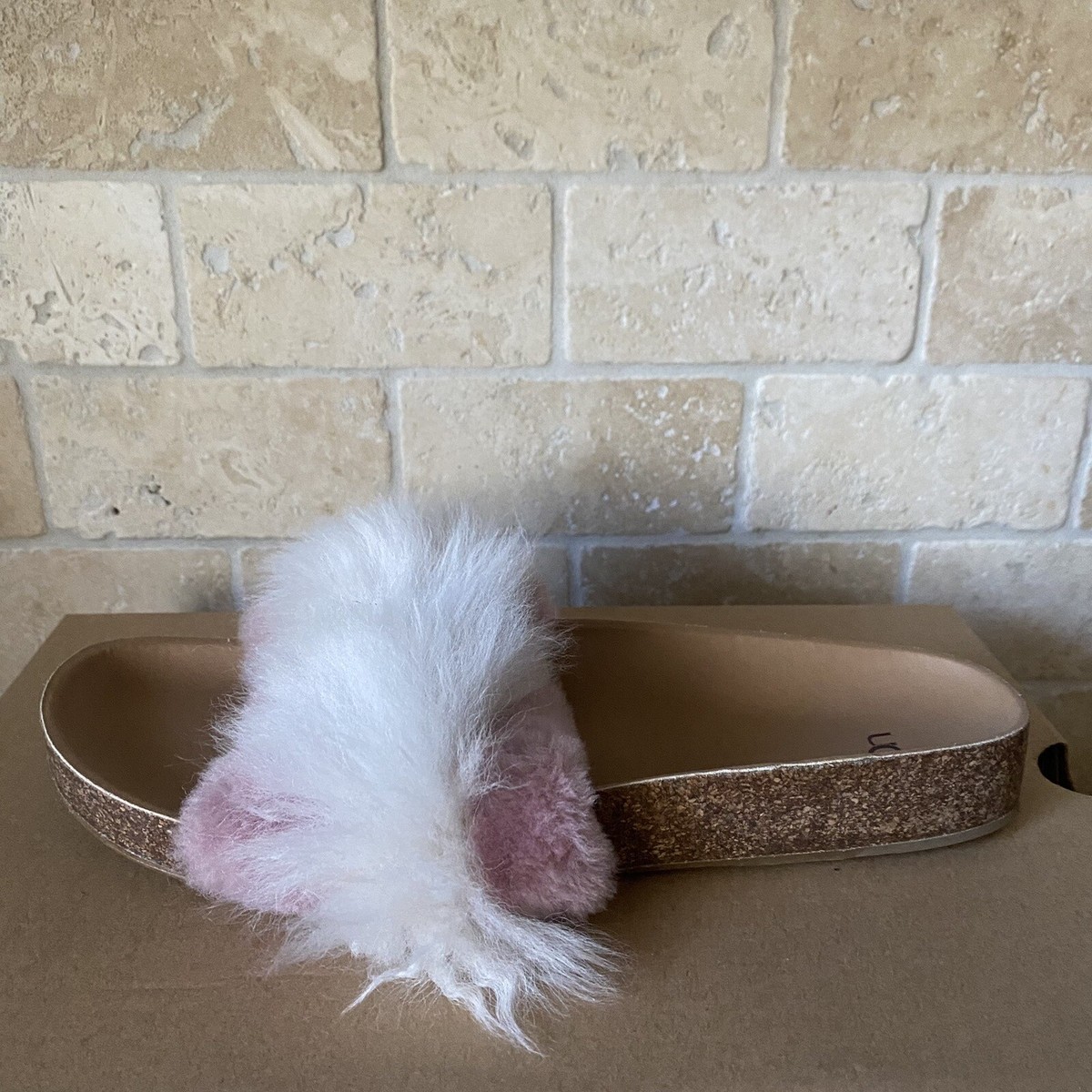 UGG Diane Wisp Dawn Pink Fluff Slide Slip-on Slippers Sandal Size