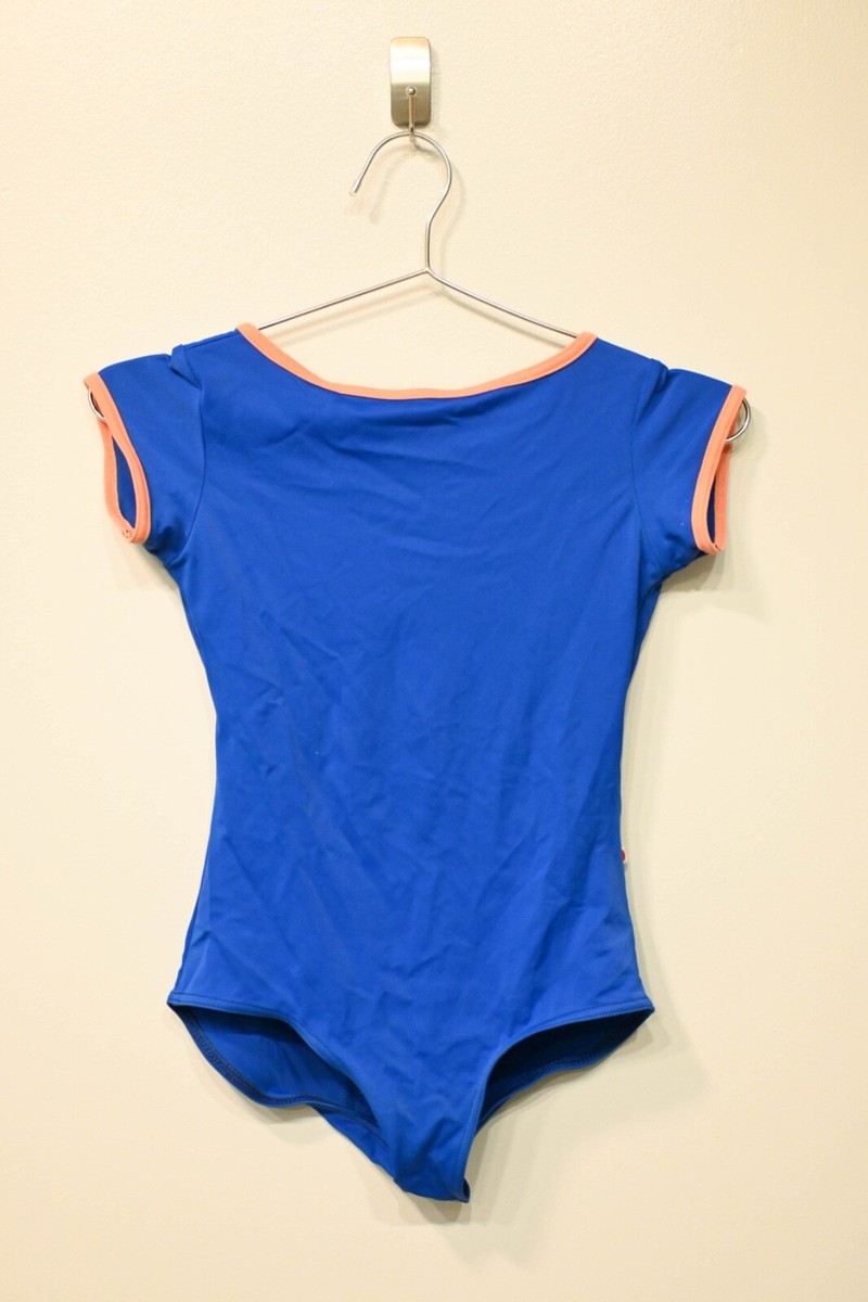 Yumiko Leotard Sofiane Cap Sleeve, Sz S, T-Royal Blue T