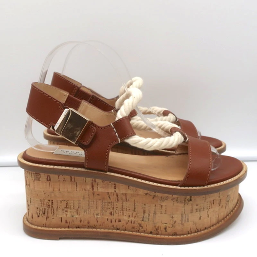 Gabriela Hearst Cork Flatform Slingback Sandals Danae Brown Leather Size 37 5 Ebay