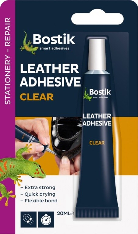 Bostik Leather Extra Strong Flexible Bond Waterproof Adhesive Glue 20ml - Clear