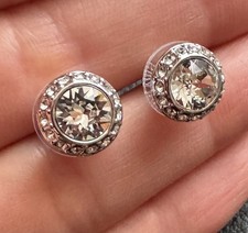 Genuine Swarovski Angelic Stud Pierced Earrings, Rhodium plated