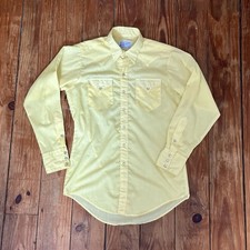 VTG Tru West Rockmount Ranch Wear Western Woman  s Yellow Pearl Snap Button Shirt