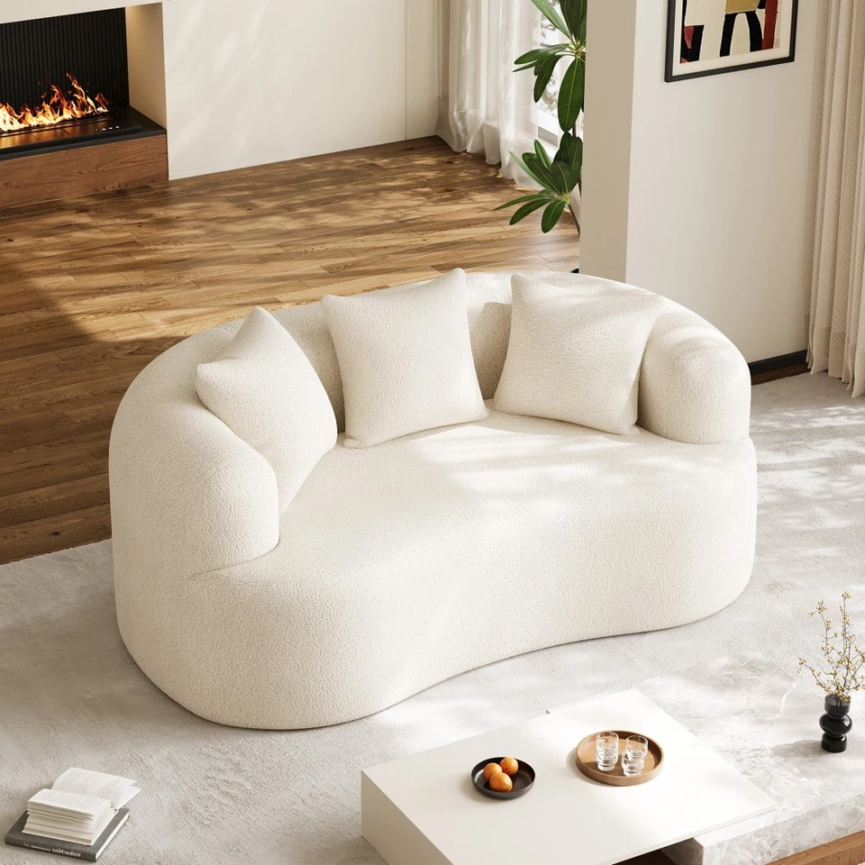 Sofá moderno de 68,5" de 2 plazas sofá de piso curvo de lujo con 3 almohadas Foto 3 de 4
