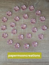 24 Pink Sparkle Flower Embellishmenst For Crafts & Card Making