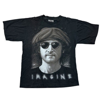John Lennon Imagine T-Shirt The Roxx Single Stitch 90s Schwarz Herren Large