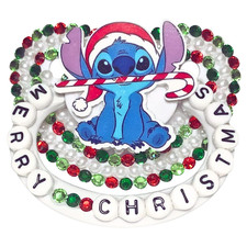 Baby Bear Pacis Adult Pacifier "Merry Christmas" White Stitch Adult Paci