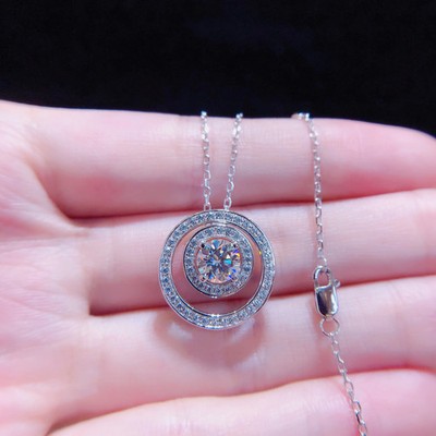 Halskette 1,0 kt Rundschliff Laborgefertigter Diamant Testpass VVS1/D 18 kt massives Gold