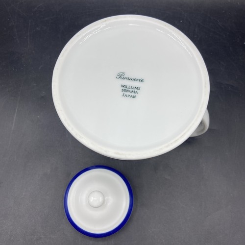 Pristine Williams Sonoma Brasserie Blue and White Creamer with Lid 4.75" Japan - Picture 8 of 8