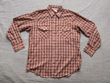 Vintage McGregor Sportswear Shirt Mens Large Red Plaid Western Snap Cuffs 80s