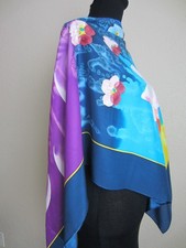 100 Pure Silk Mulberry Multicolor Wrap Scarf Shawl Large 42''x45'' France
