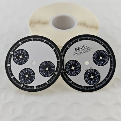 29.5mm Multi-Functional Black White Watch Dial Green Lume for Vk63 Movement