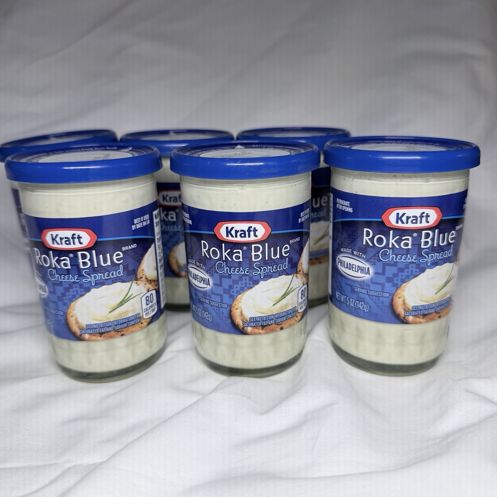 Lot of 6 Kraft Roka Blue Cheese Spread 5 oz Each Jar Best By 4/26 New