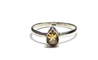 Handgefertigter 925 Sterling Silber Ring 7 x 5 mm facettierter Citrin Träne Größe H - B