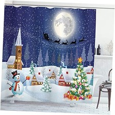 Christmas Shower Curtain, Winter Season 69"W x 70"L Pack of 1 White Blue
