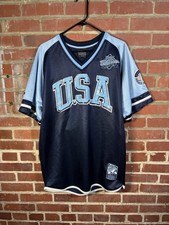 Vintage Y2K Limited Edition FUBU Athletics USA City Series Jersey Blue Large