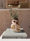 Vintage Studio Art Brown And Cream Swirl Glass Vase Murano Style Flower Vase 8”