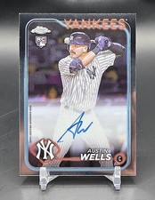 2024 Topps Chrome Austin Wells RC Base Chrome Auto New York Yankees 