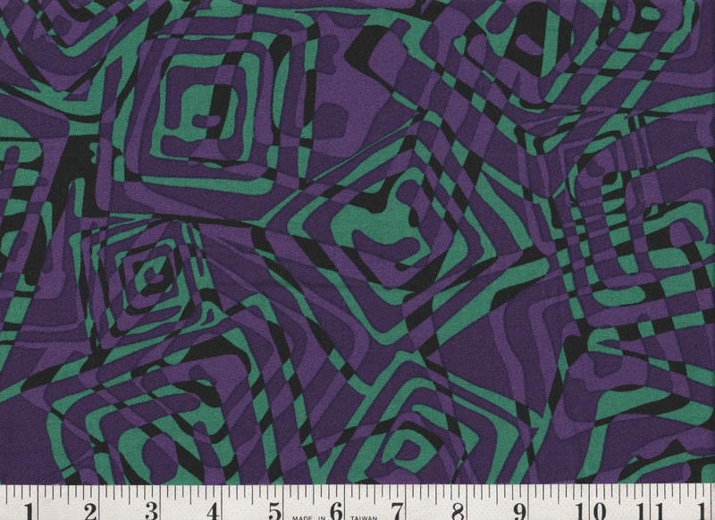 3/4 Yard Fabric Blue Purple Geometric Cotton 44" Wide Vintage C