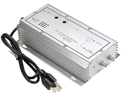 40dB Gain Coax TV Signal Amplifier  Gain/Tilt Adjustment For CATV QAM UHF VHF