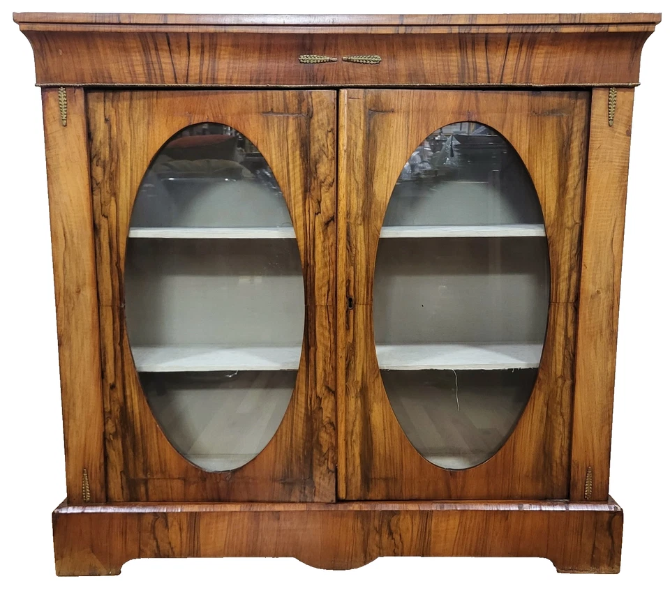 Antique ENGLISH 19th C WALNUT Root Napoleon III CURIO CABINET Display Vitrine - Image 3 of 4