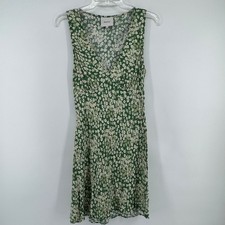 Reformation Calix Dress Womens Large Green Floral Mento V-Neck Sleeveless Mini