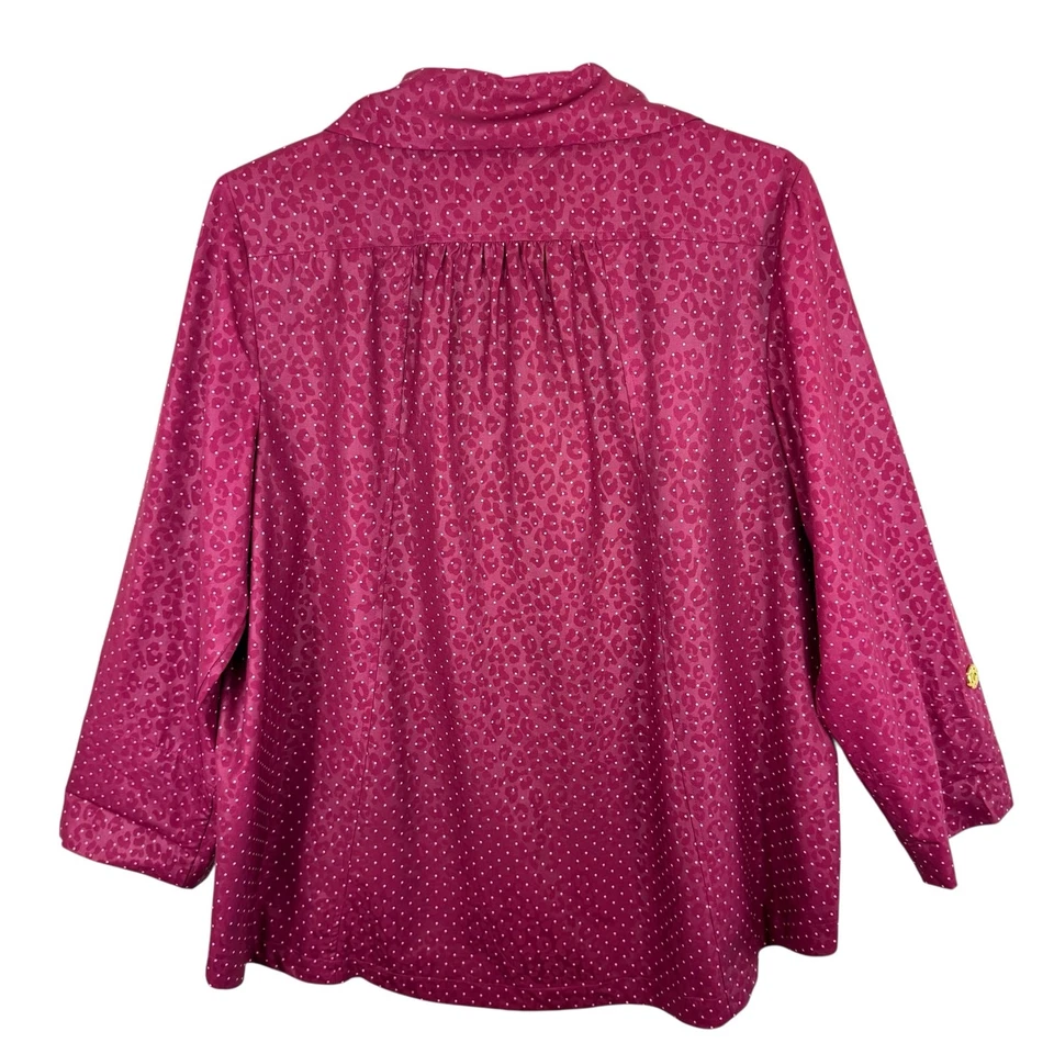 Chico's Zenergy Burgundy White Polka Dot Full Zip Snap Up Windbreaker Size XL - Image 2 of 4