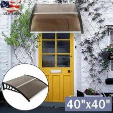 DIY 40"x 40" DIY Home Window Awning ABS Door Canopy Polycarbonate Outdoor Brown