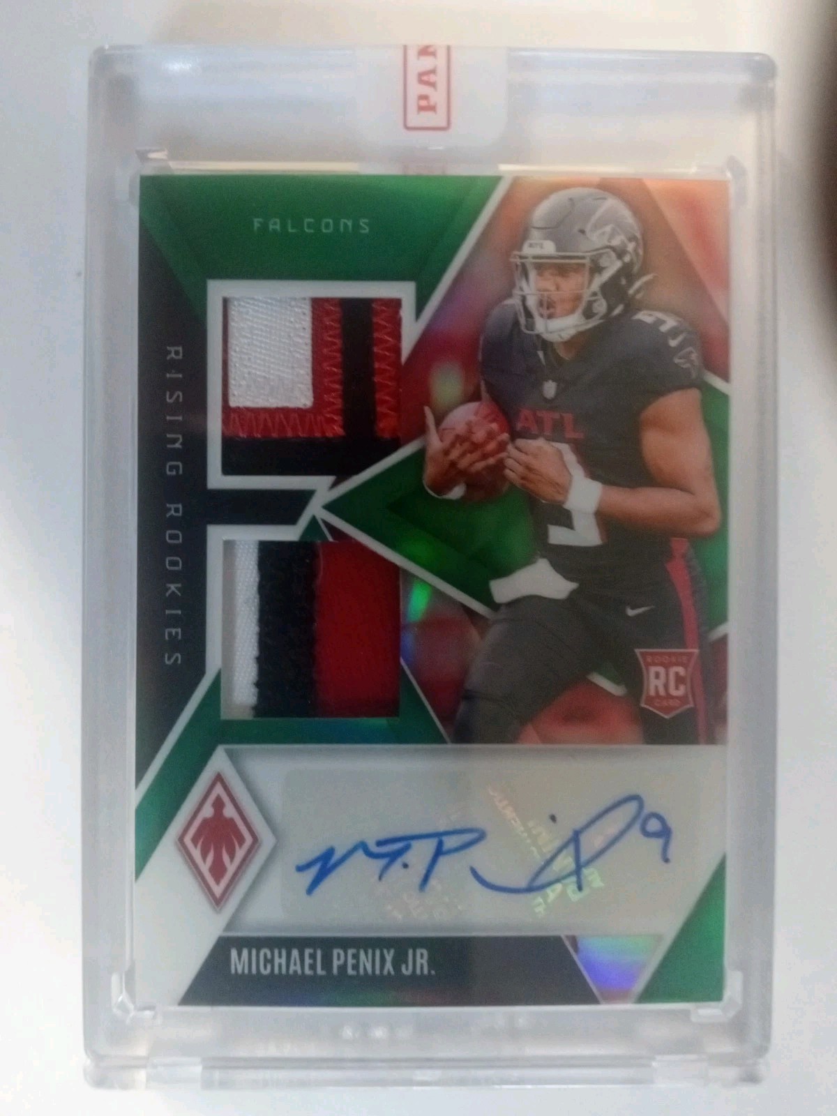 Michael Penix Panini Phoenix Rising Rookies Dual Patch Autographs #RRDPMPJ Green