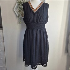 SHEIN Sleeveless Dress Women’s XL Black V Neck Smocked Waist Midi