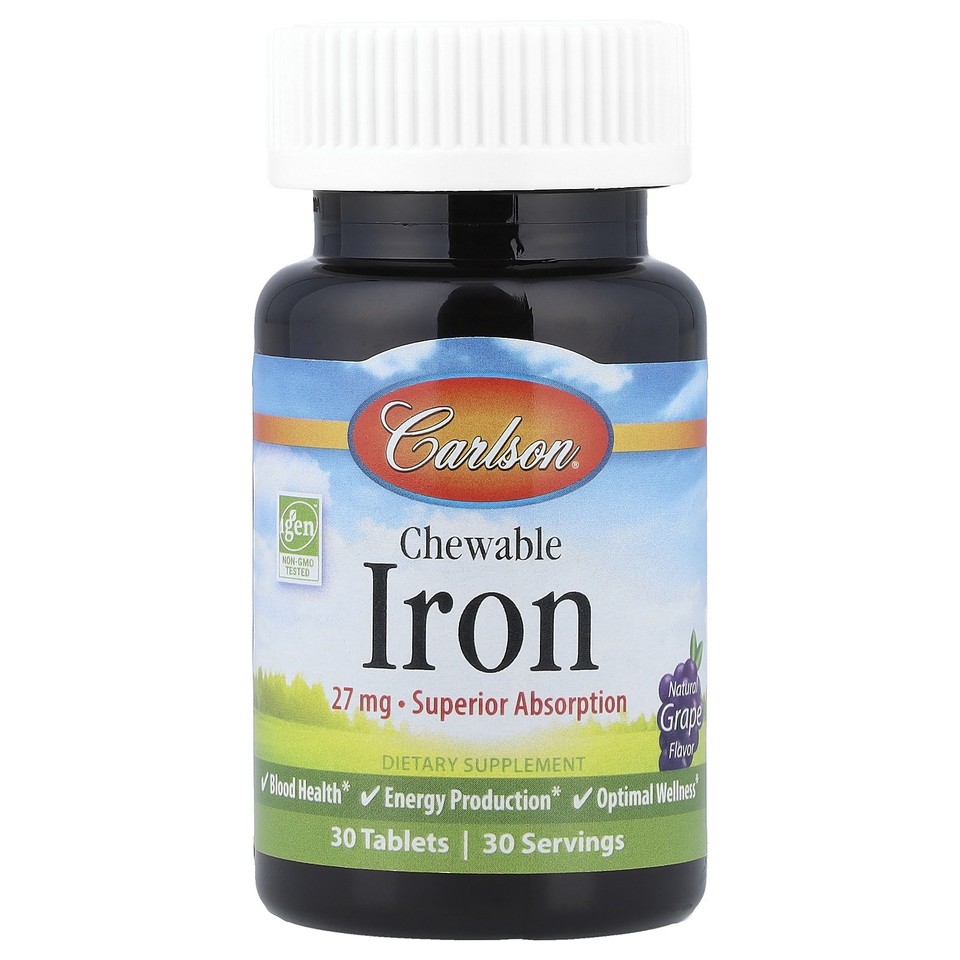 Chewable Iron, Natural Grape, 27 mg, 30 Tablets