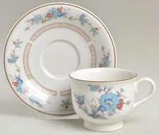 Bleufleur Versatone By Noritake Vintage  China Footed Cup & Saucer Set B319W30