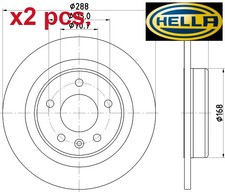 X2 PCS REAR BRAKE DISC SET LEFT & RIGHT 8DD 355 132-631 HELLA I