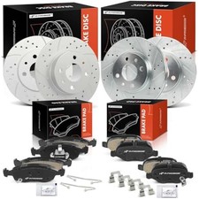 A-Premium Front and Rear Drilled and Slotted Disc Brake Rotors Ceramic Pads Ki