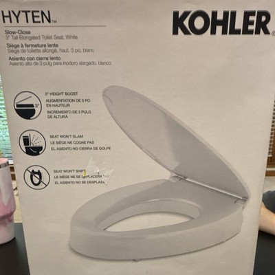 Kohler HYTEN 3in Elevated Elongated Toilet Seat Slow-Close Non-Slip White