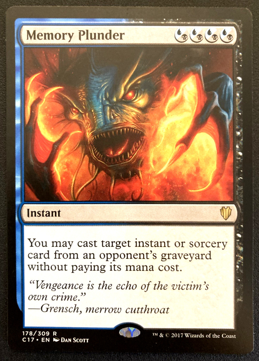 MTG Memory Plunder - Commander 2017 #178 - NM  Rare -  Magic: The Gathering