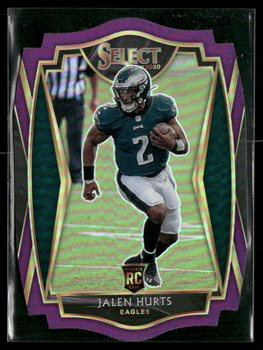 2020 Panini Select Jalen Hurts RC Purple Prizm Die Cut Eagles Rookie #150
