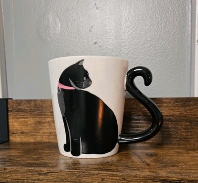UEC Black Cat Coffee Mug, Chasing Lola, tail handle