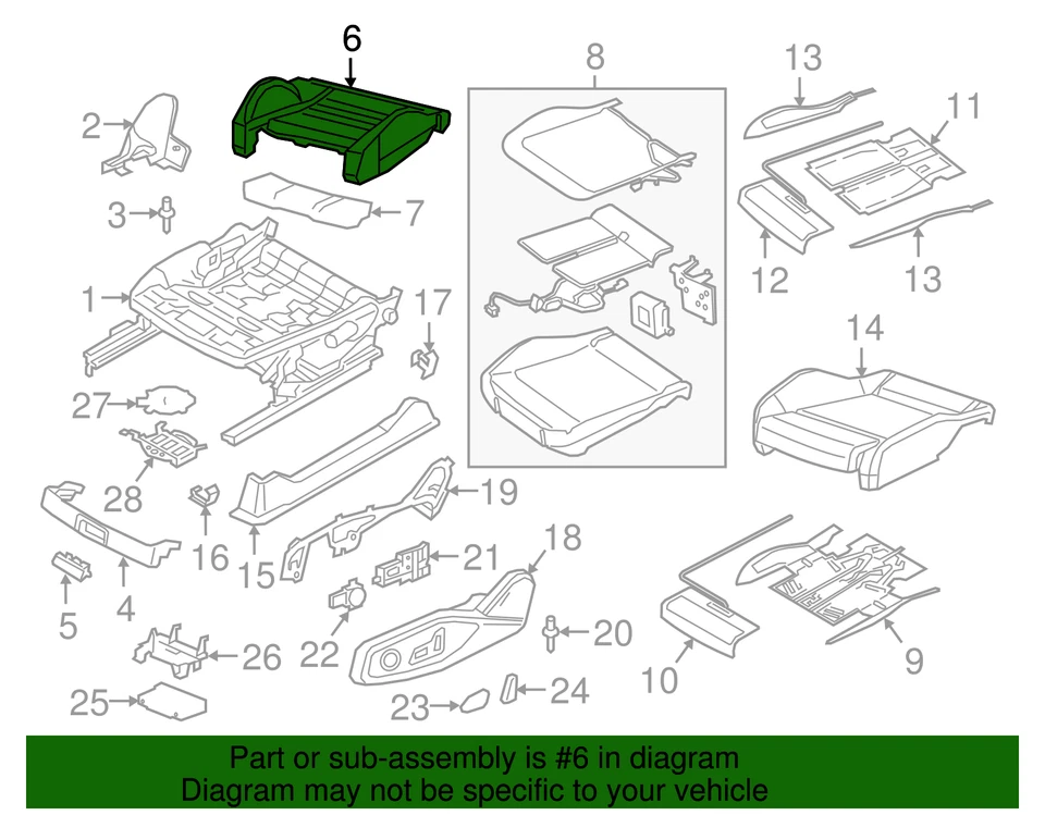Genuine Audi Seat Cushion Pad 80A-881-361-F Foto 2 de 2