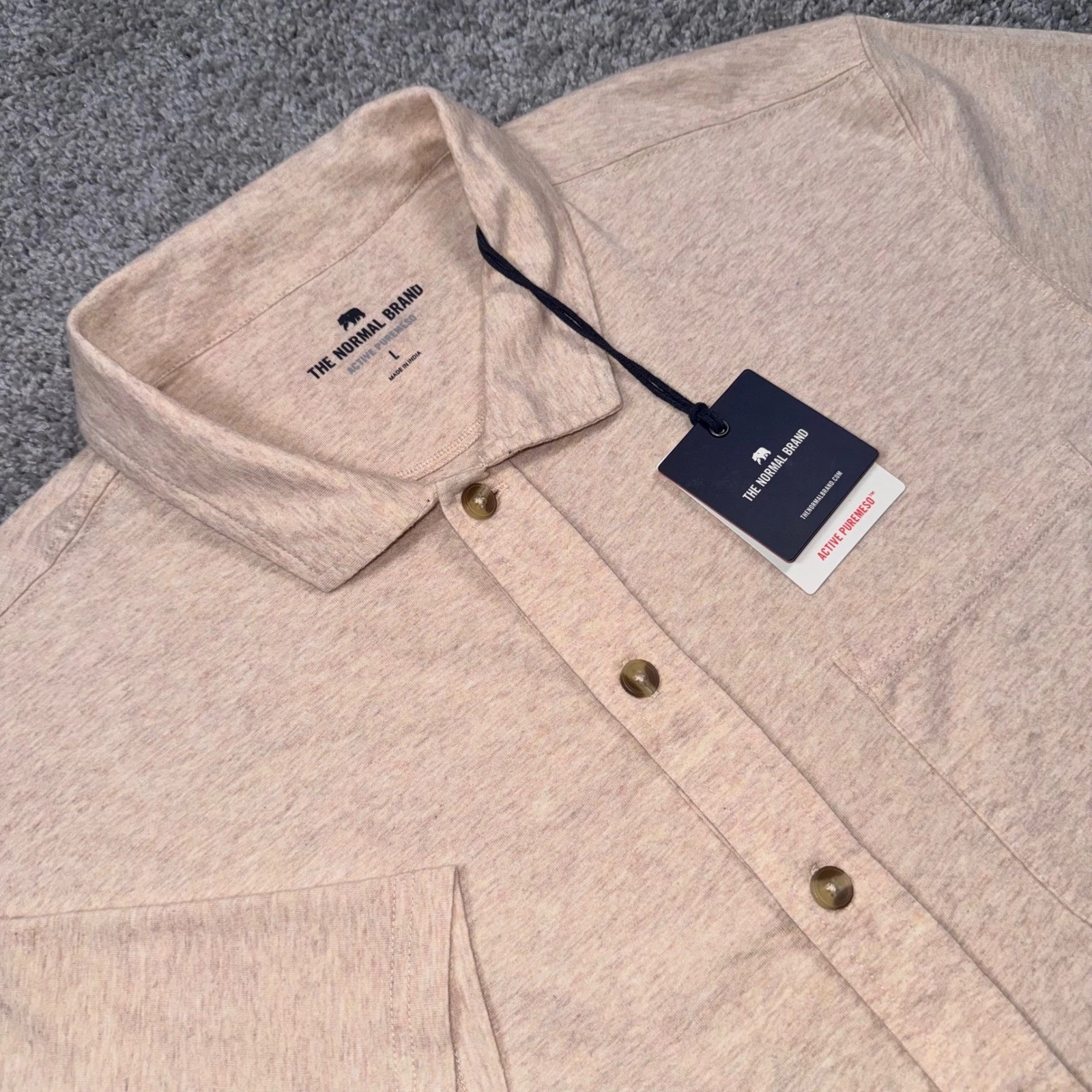 The Normal Brand Active Puremeso Shirt Mens Stretch Latte Large NEW
Opens in a new window or tab