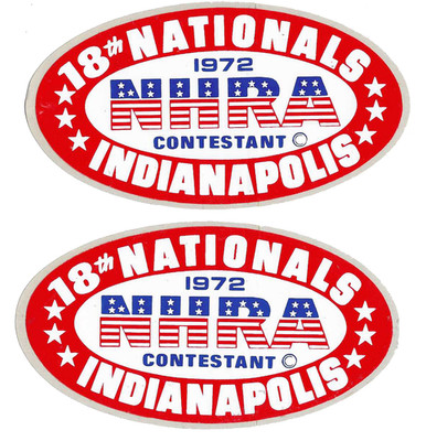 NHRA 1972 US NATIONALS Indy Contestant Decals (x2) RARE Original NOS Drag Racing