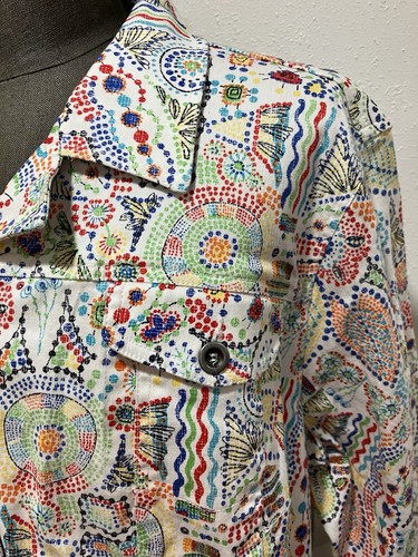 Ruby Rd Denim Trucker Jacket Women Sz 22W Multicolor 3/4 Sleeve Button Front NWT - Picture 3 of 11