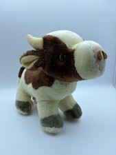 Vintage Russ Berrie Clover Cow Plush Stuffed Animal Small Brown Cream Toy
