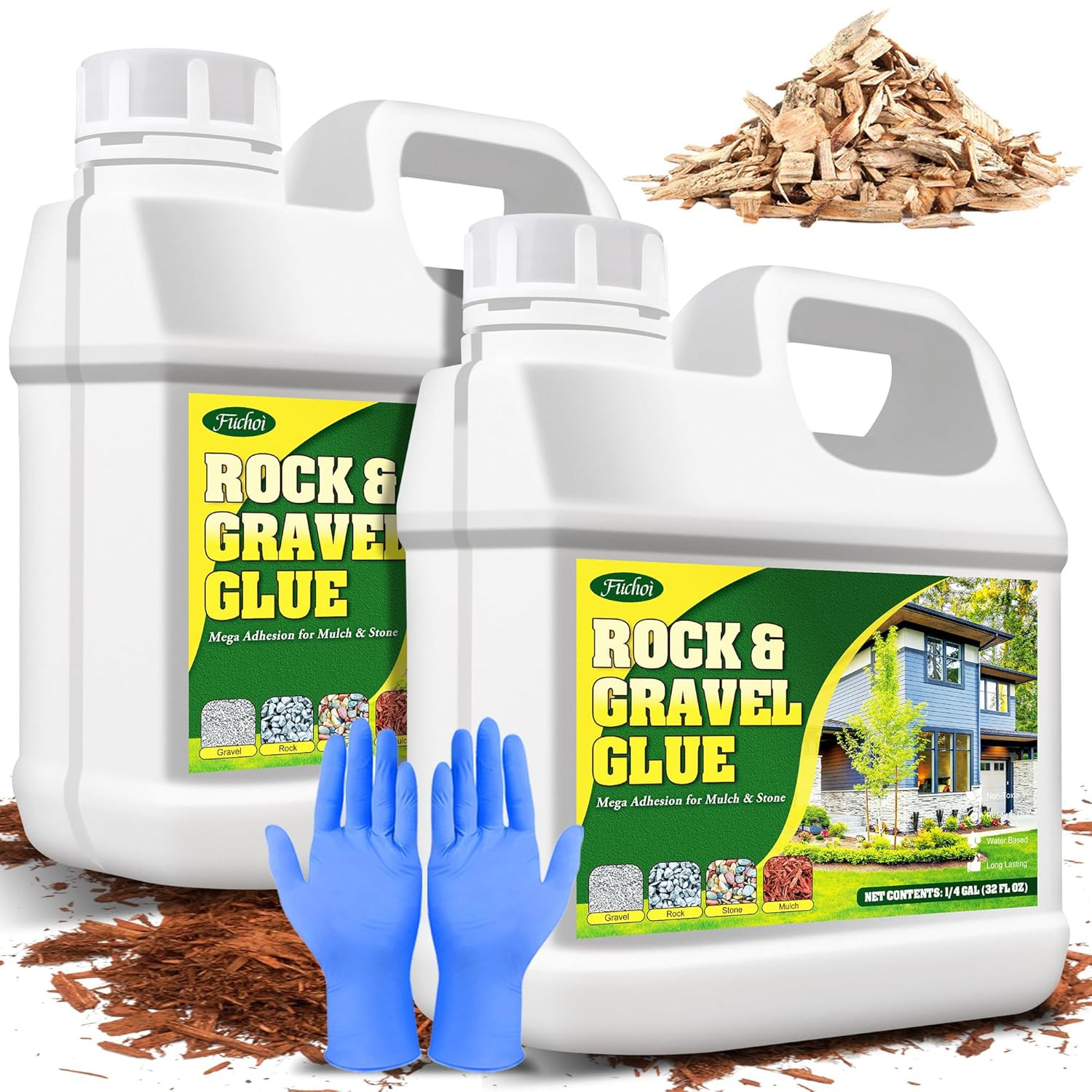 Legante per Ghiaia Da Esterno - 2L Colla per Sassi per Bordo Giardino, Cortili E
