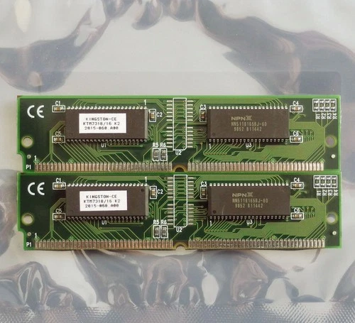 Set 2x Kingston KTM7318/16 K2 8MB 16MB kit 60ns 72-pin SIMM EDO RAM