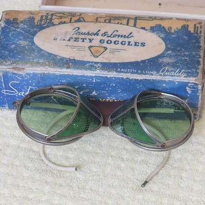 VINTAGE EARLY BAUSCH LOMB SAFETY GLASSES ORIGINAL BOX STEAMPUNK