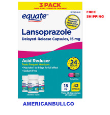  3 Pack Equate Lansoprazole 15mg Acid Reducer Capsules, 42 Ct