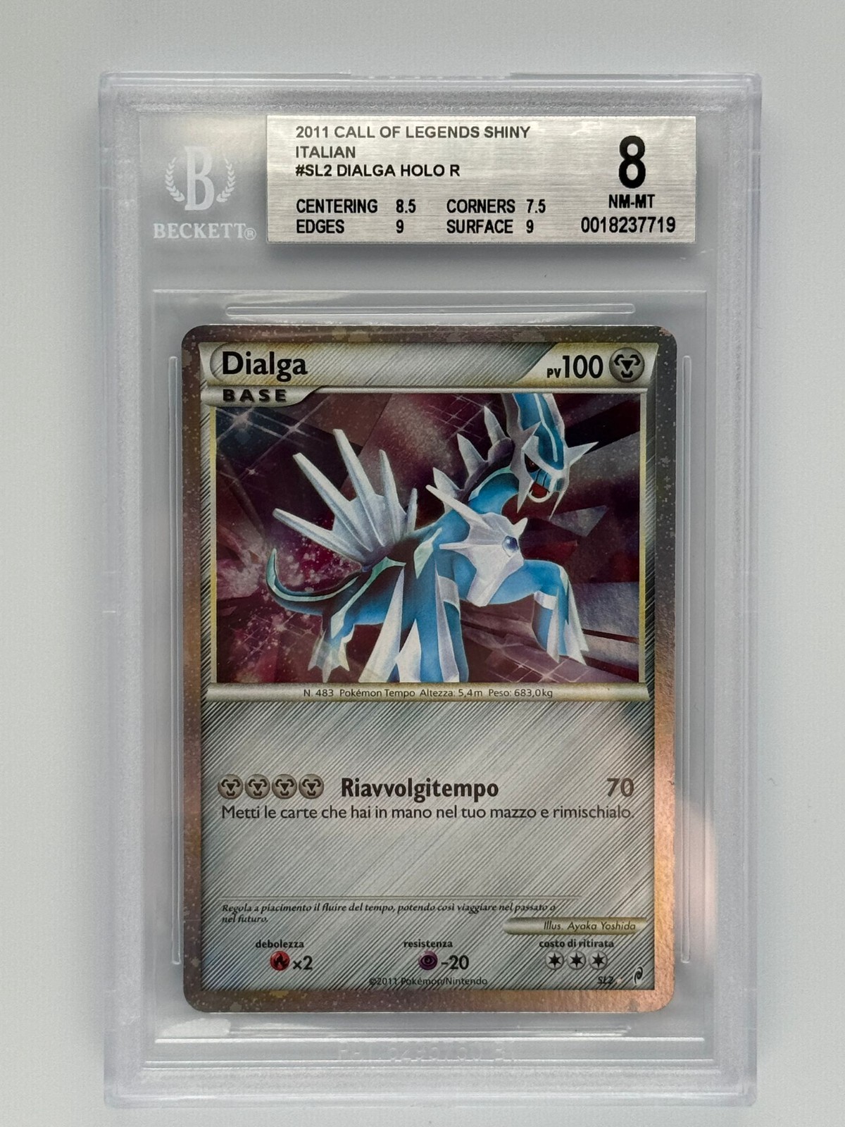 BGS 8 Pokemon Dialga SL2 Call Of Legends Shiny Holo ITA Vintage Card