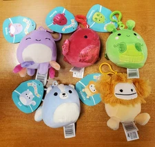 5 Pk: Squishmallow 3.5" Clip Keychain Stuffed Plush Animals Backpack Purse-R2P3
