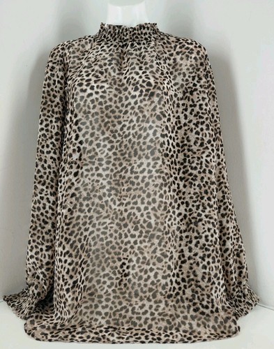 Torrid Brown, Black Animal Print Sheer Pullover Top. Size 4X /26. - Picture 2 of 13